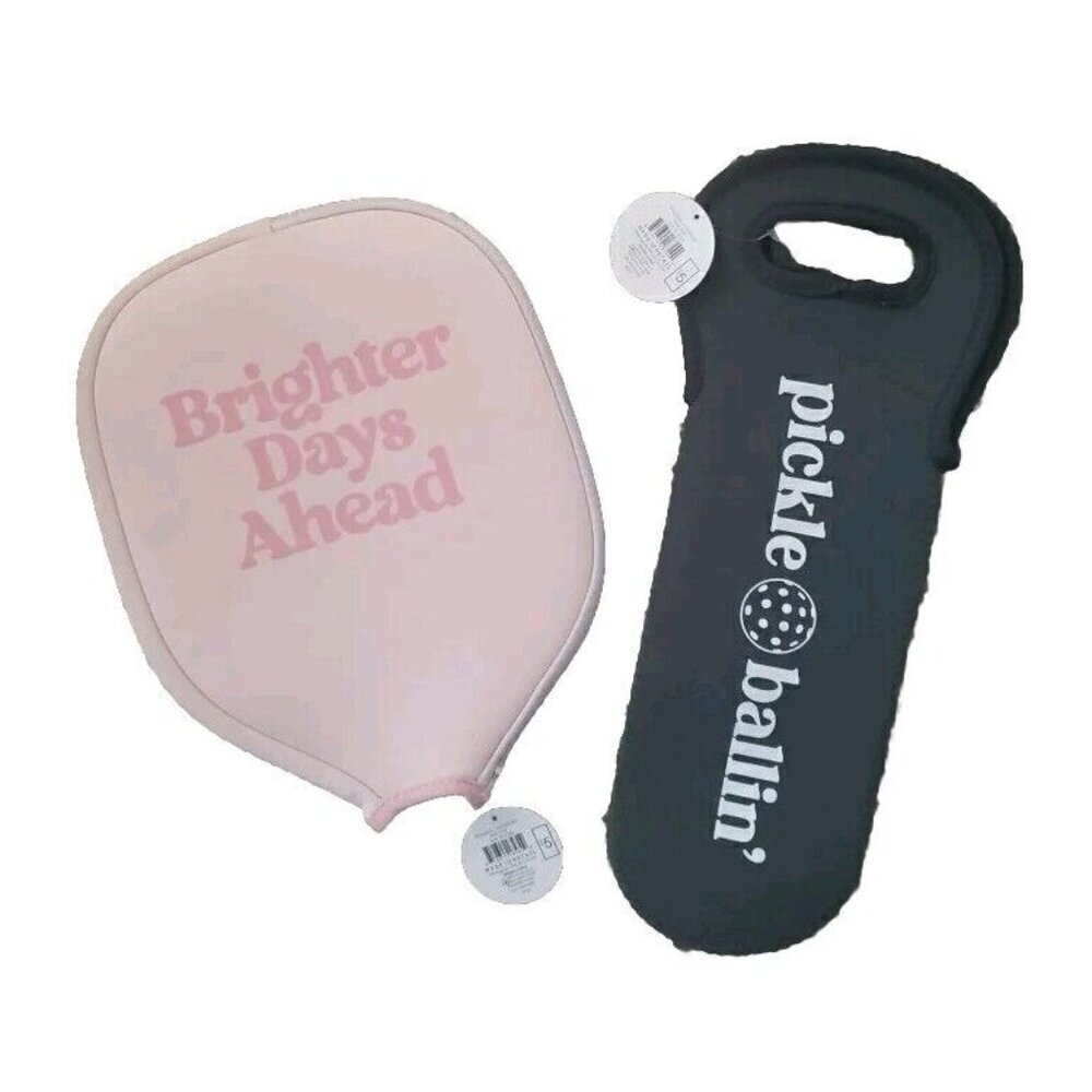 Pickleball Neoprene Pink Paddle Cover And Black Ball/Wine Case NEW!